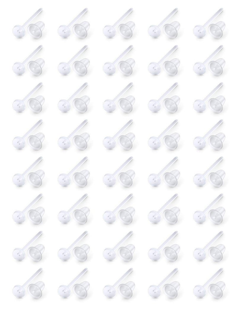 Ftovosyo 40 Pairs Invisible Plastic Earring Posts Clear Ear Hole Retainer Earring Studs Clear Ear Spacers Piercing Jewelry for Men Women, Silicone Rubber Backs Earnuts Flat Top - Image 1